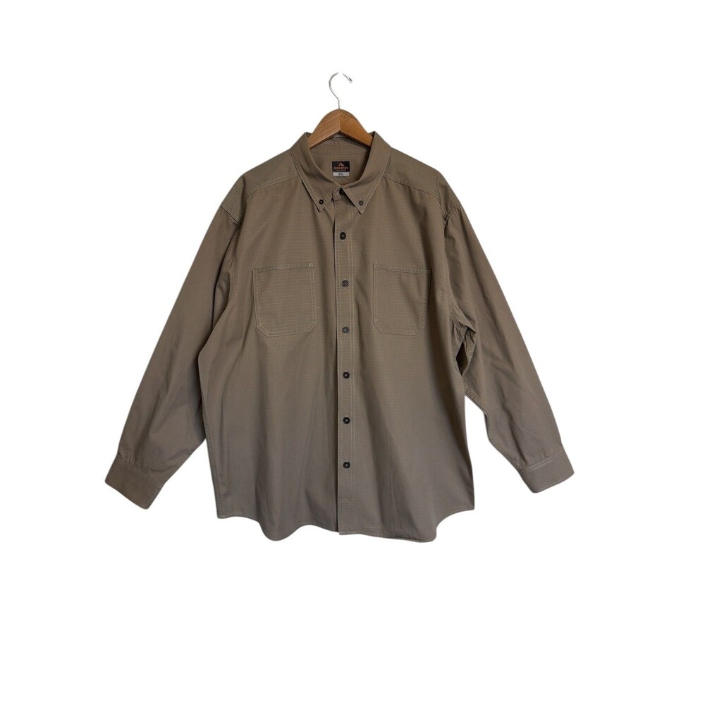 Ridgecut‎ Toughwear Button Up Shirt Men’s 2XL Brown Long Sleeve Workwear